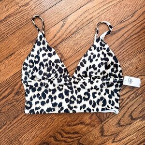 Old Navy Black and White Leopard Print Bikini Top